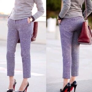 J. Crew Cafe Capri Silk Blend Blue Black Cream Tweed Tailored Crop Ankle Pant